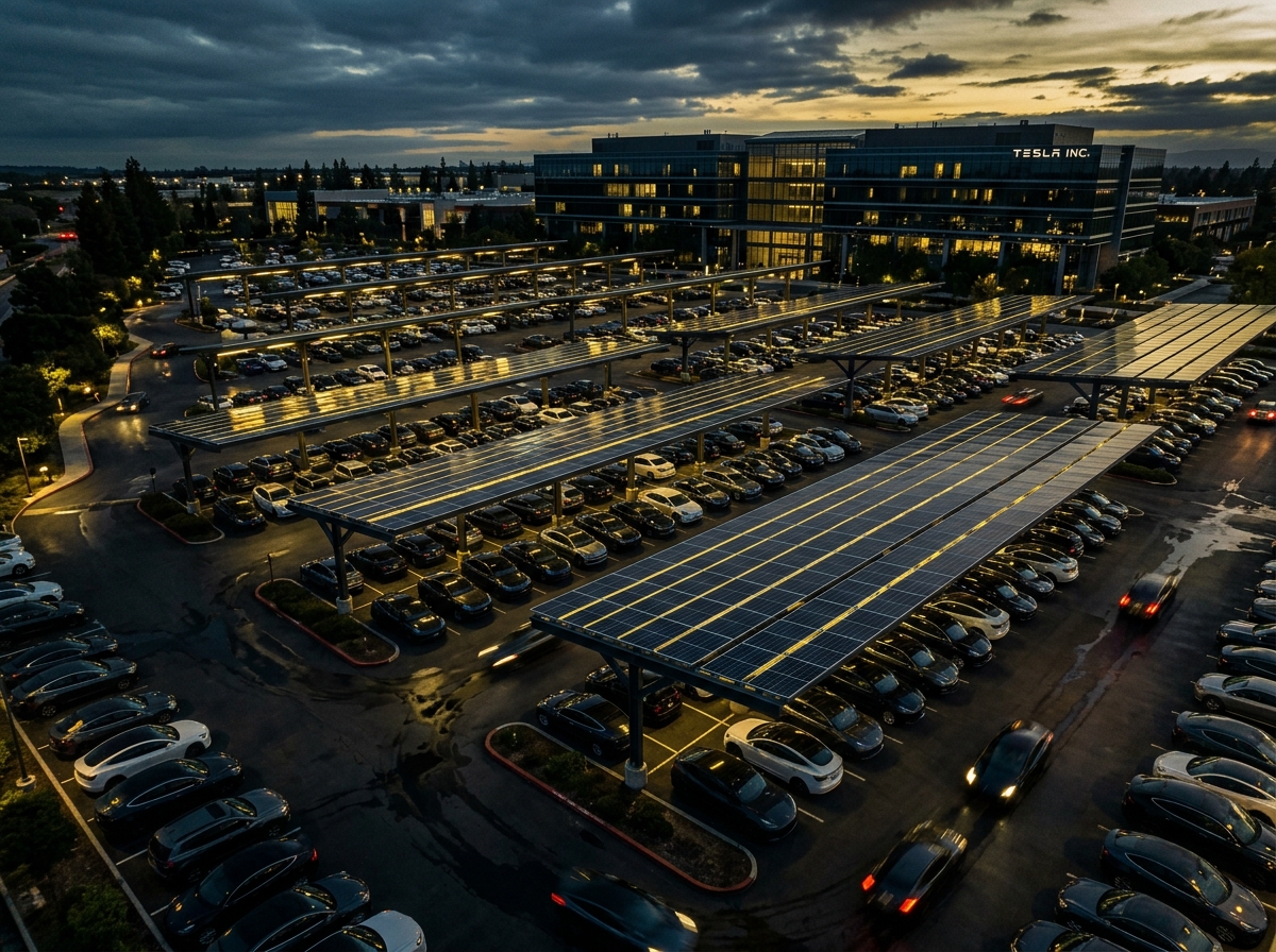 Corporate solar carport installation, 1.2 MW