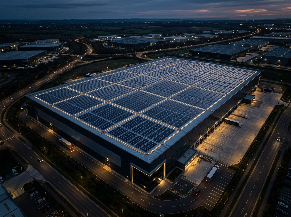 Commercial rooftop solar installation, 4.5 MW